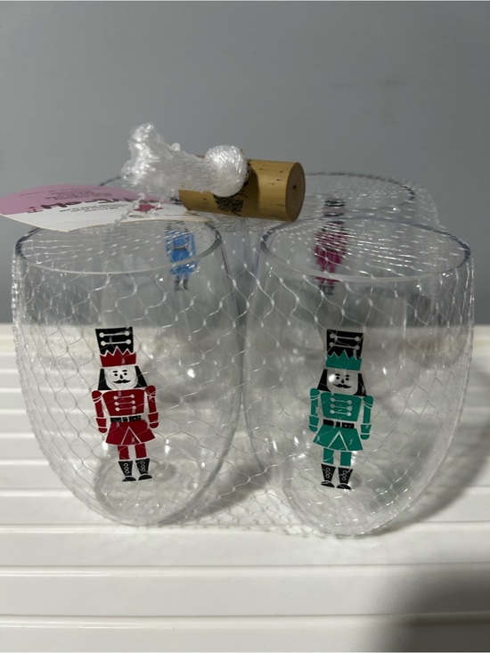 Other - NWT Nutcracker Plastic Shatterproof Stemless Wine Glasses (16oz; set includes 4)